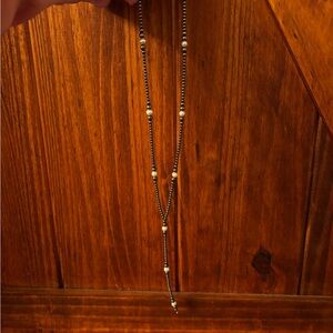 Navajo Silver & Pearl Lariat Necklace